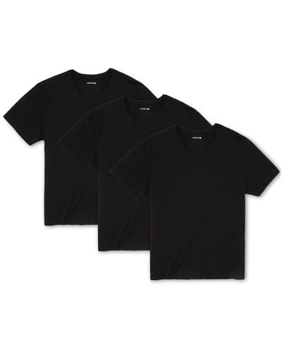 Lacoste Essential Cotton V-neck Lounge Regular Fit Undershirts Set - Black
