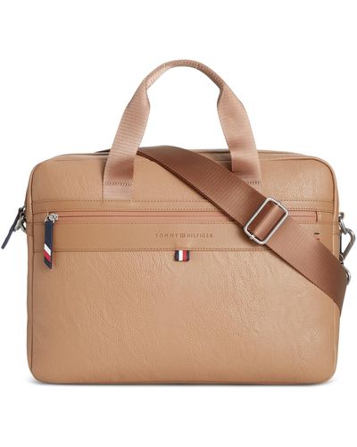 Tommy Hilfiger Pebble Zip-front Briefcase - Natural