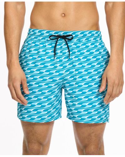 PUMA 5" Geometric-print Swim Shorts - Blue