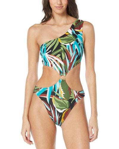 Vince Camuto One-shoulder Ring-trim One-piece Swimsuit - Blue