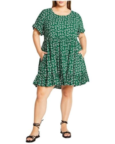 City Chic Plus Size Nikki Print Dress - Green