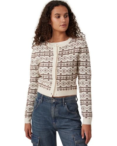 Cotton On Super Crew Neck Cardigan Sweater - White