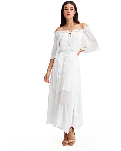 Belle & Bloom Amour Ruffled Midi Dress - White