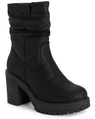 Muk Luks Riser Pop Heeled Boots - Black