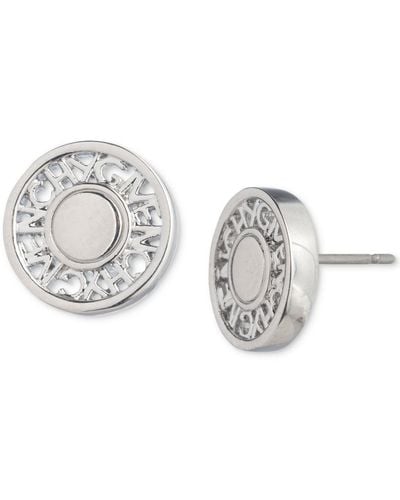 Givenchy Tone Logo Embossed Coin Stud Earrings - Metallic