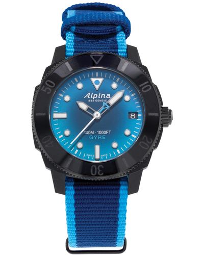 Alpina Swiss Automatic Seastrong Gyre Blue Plastic Strap Watch 36mm