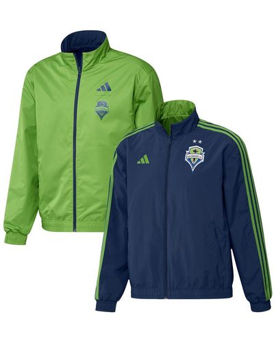 adidas Navy And Green Seattle Sounders Fc 2023 On-field Anthem Full-zip Reversible Team Jacket
