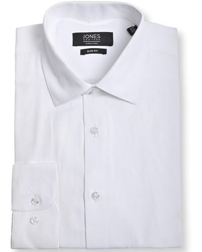 Jones New York Tear Drop Dobby Dress Shirt - White