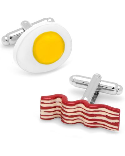 Cufflinks Inc. Bacon And eggs Breakfast Cufflinks - White