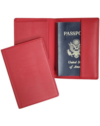 ROYCE New York Classic Rfid Blocking Passport Case - Red