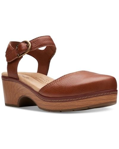 Clarks Paizlee Bay Clog-style Block Heel Platform Shoes - Brown