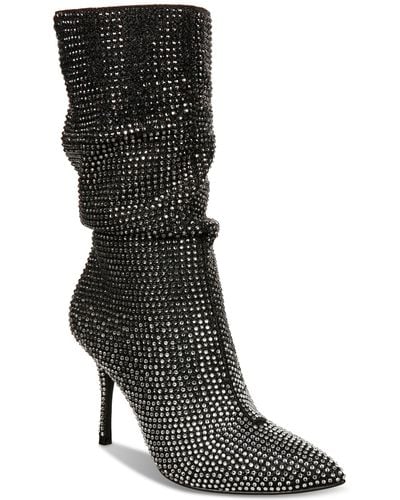 Thalia Sodi Raquell Slouch Pointed-toe Embellished Dress Boots - Black