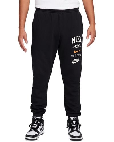 Nike Club Fleece Stacked Logo-print Cuffed Pants - Black