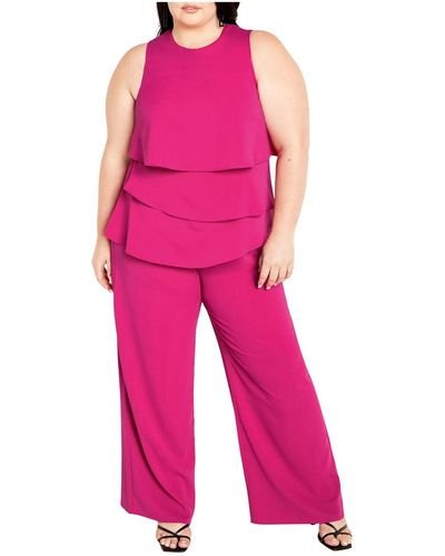 City Chic Plus Size Alexis Jumpsuit - Pink