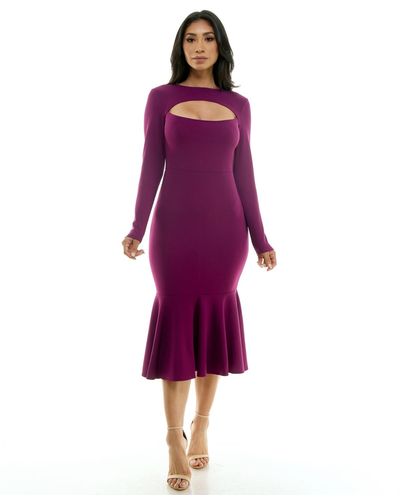 Bebe Flounce Hem Knit Dress - Purple