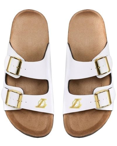 FOCO Los Angeles Lakers Double-buckle Sandals - White