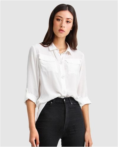 Belle & Bloom Eclipse Rolled Sleeve Blouse - White