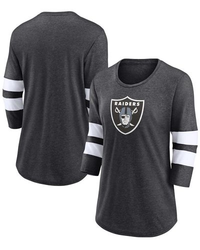 Fanatics Las Vegas Raiders Primary Logo 3/4 Sleeve Scoop Neck T-shirt - Black