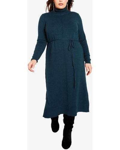 Avenue Plus Size Hannah Sweater Midi Dress - Blue