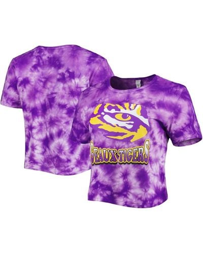 ZooZatZ Lsu Tigers Cloud-dye Cropped T-shirt - Purple