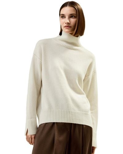 LILYSILK Turtleneck Relaxed-fit Cashmere Sweater - Natural