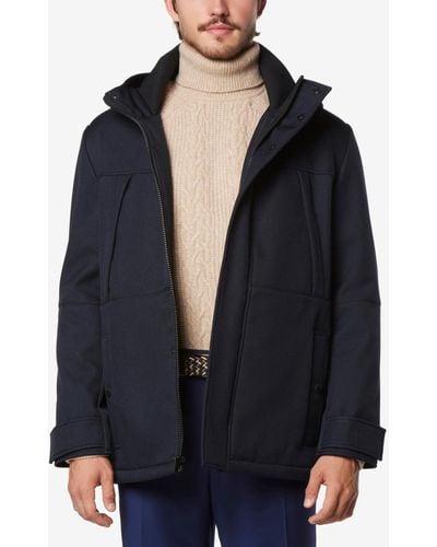 Marc New York Tompkins Micro-houndstooth Fleece-lined Soft Shell Hooded Parka - Black