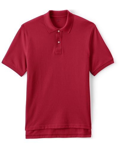 Lands' End School Uniform Short Sleeve Mesh Polo Shirt - Red