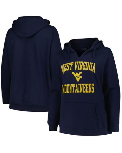 Champion West Virginia Mountaineers Plus Size Heart & Soul Notch Neck Pullover Hoodie - Blue