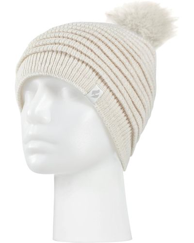Heat Holders Cannes Ribbed Pom-pom Hat - White
