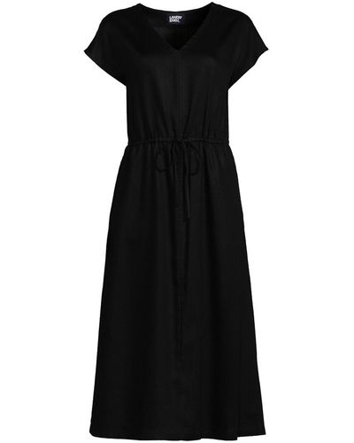 Lands' End Plus Size Fiber V-neck Midi Dress - Black