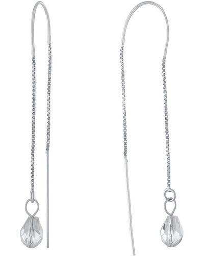 Giani Bernini Clear Crystal Briolette Pull Through Chain Earrings - White