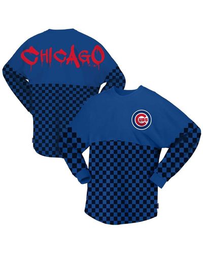 Fanatics Chicago Cubs Checker Print Long Sleeve T-shirt - Blue