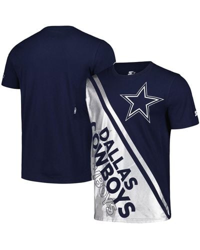 Starter Navy/silver Dallas Cowboys Finish Line Extreme Graphic T-shirt - Blue