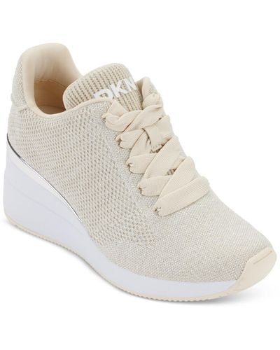 DKNY Parks Lace-up Wedge Sneakers - White