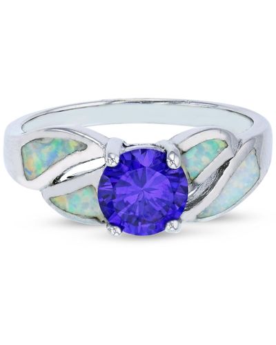 Macy's Purple Cubic Zirconia & Lab-created Opal Inlay Ring - Blue