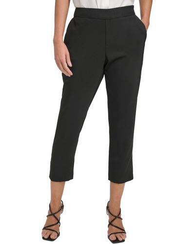 DKNY Mid-rise Pull-on Cropped Pants - Black