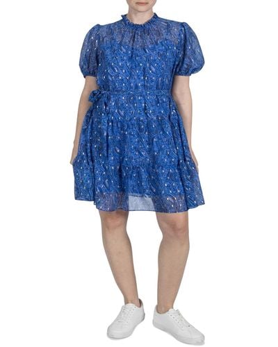 Julia Jordan Paisley-print Tiered Dress - Blue