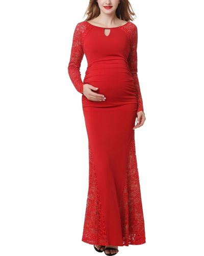 Kimi + Kai Kimi + Kai Maternity Lace Trim Mermaid Maxi Dress - Red