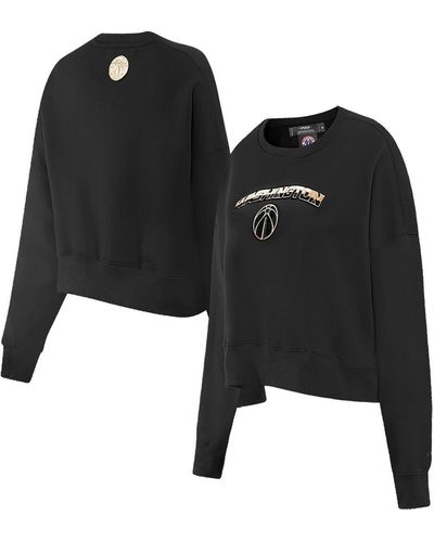 Pro Standard Washington Wizards Glam Cropped Pullover Sweatshirt - Black