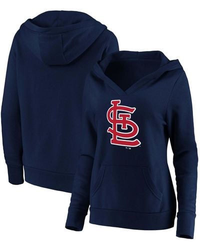 Fanatics Plus Size St. Louis Cardinals Official Logo Crossover V-neck Pullover Hoodie - Blue