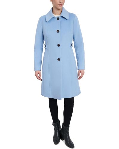 Anne Klein Wool Blend Walker Coat - Blue