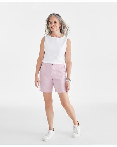 Style & Co. Comfort-waist Cargo Shorts - Pink