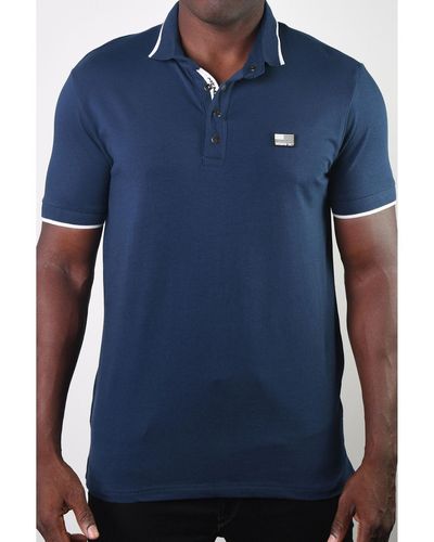 Members Only Basic Short Sleeve Snap Button Polo - Blue