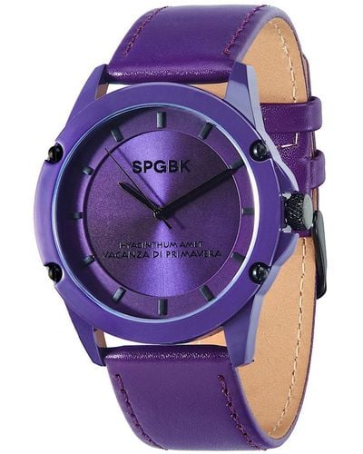 SPGBK WATCHES Britt Leather Band Watch 44mm - Purple