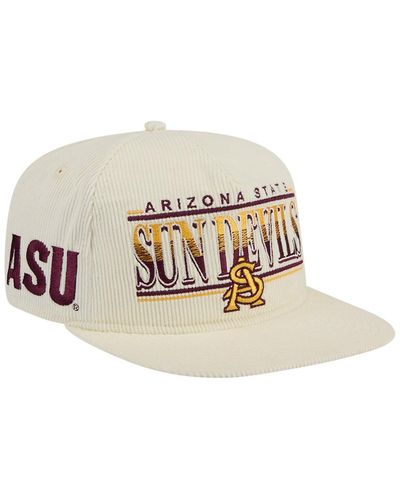 KTZ White Arizona State Sun Devils Throwback Golfer Corduroy Snapback Hat - Natural