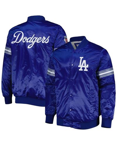 Men's Starter Royal/Cream Los Angeles Dodgers Vintage Varsity Satin  Full-Snap Jacket