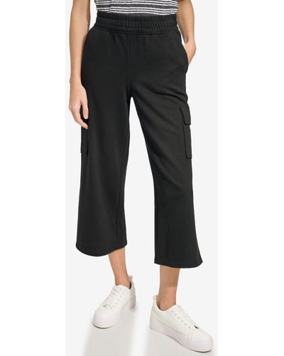 Marc New York Andrew Marc Sport French Terry Cropped Cargo Pants - Black