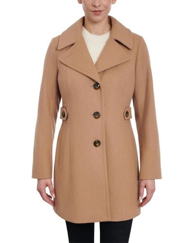 Anne Klein Petite Single-breasted Notched-collar Peacoat - Natural