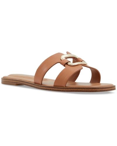 ALDO Nydaokin Buckle Cutout Slip-on Flat Sandals - Brown