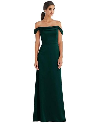 Dessy Collection Draped Pleat Off-the-shoulder Maxi Dress - Green